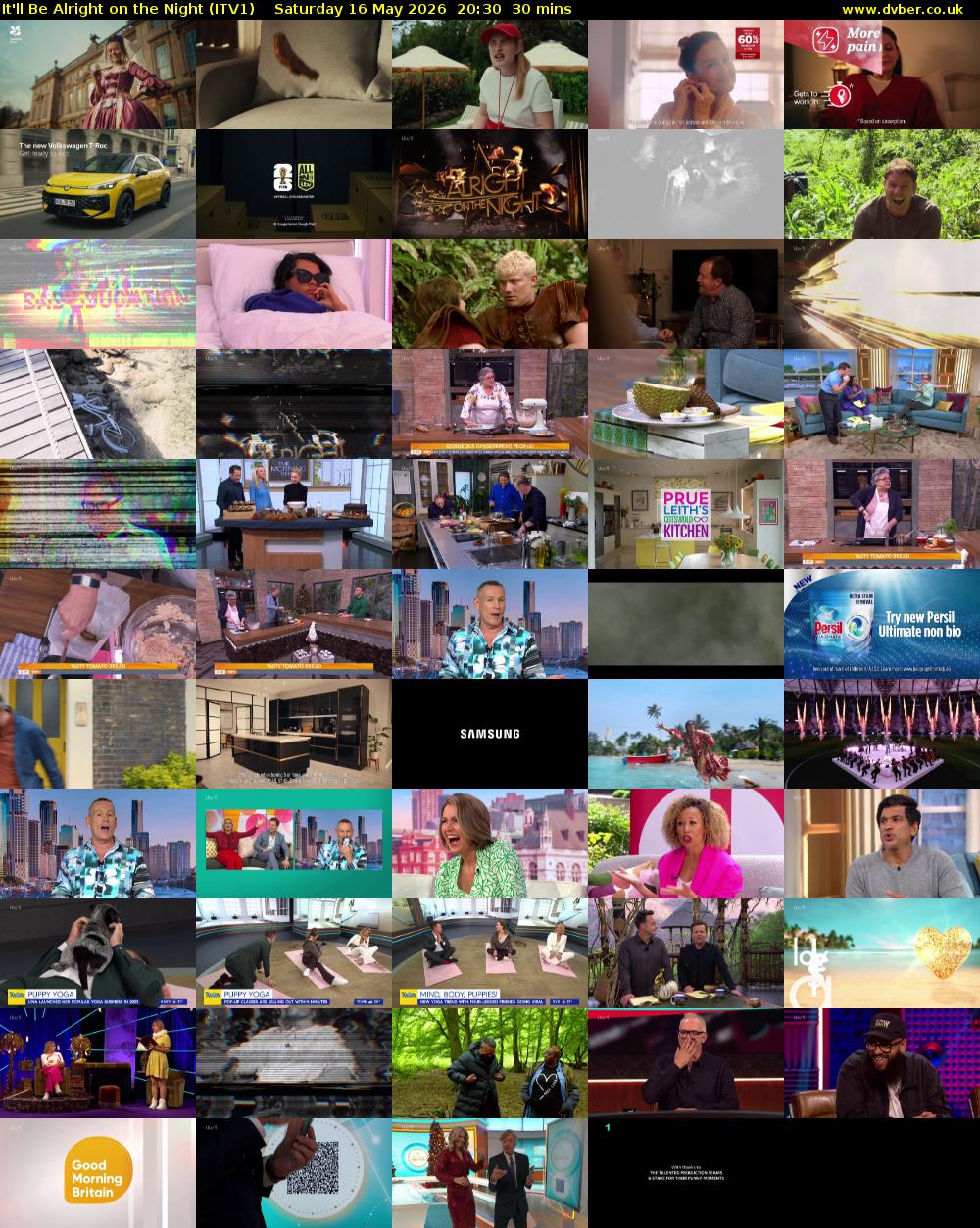 It'll Be Alright on the Night (ITV1) Saturday 16 May 2026 20:30 - 21:00