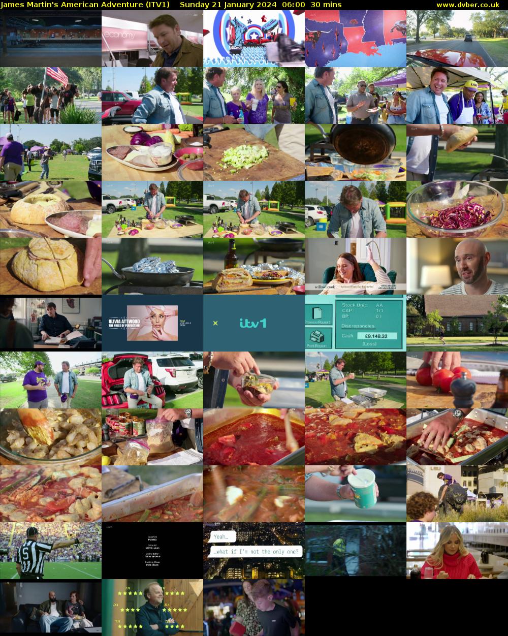 James Martin's American Adventure (ITV1) Sunday 21 January 2024 06:00 - 06:30