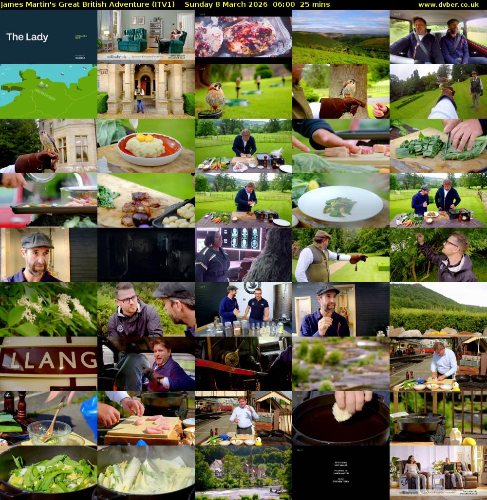 James Martin's Great British Adventure (ITV1) Sunday 8 March 2026 06:00 - 06:25