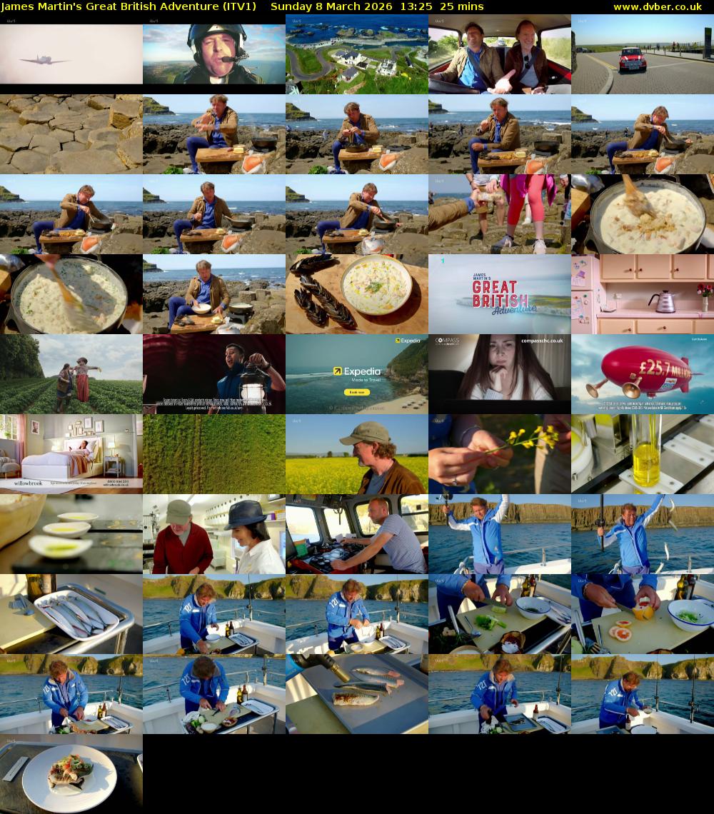 James Martin's Great British Adventure (ITV1) Sunday 8 March 2026 13:25 - 13:50