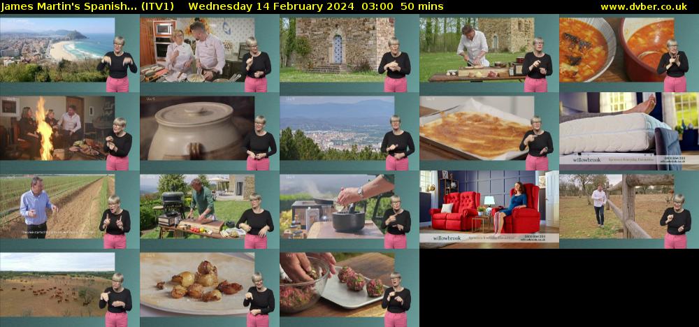 James Martin's Spanish... (ITV1) Wednesday 14 February 2024 03:00 - 03:50