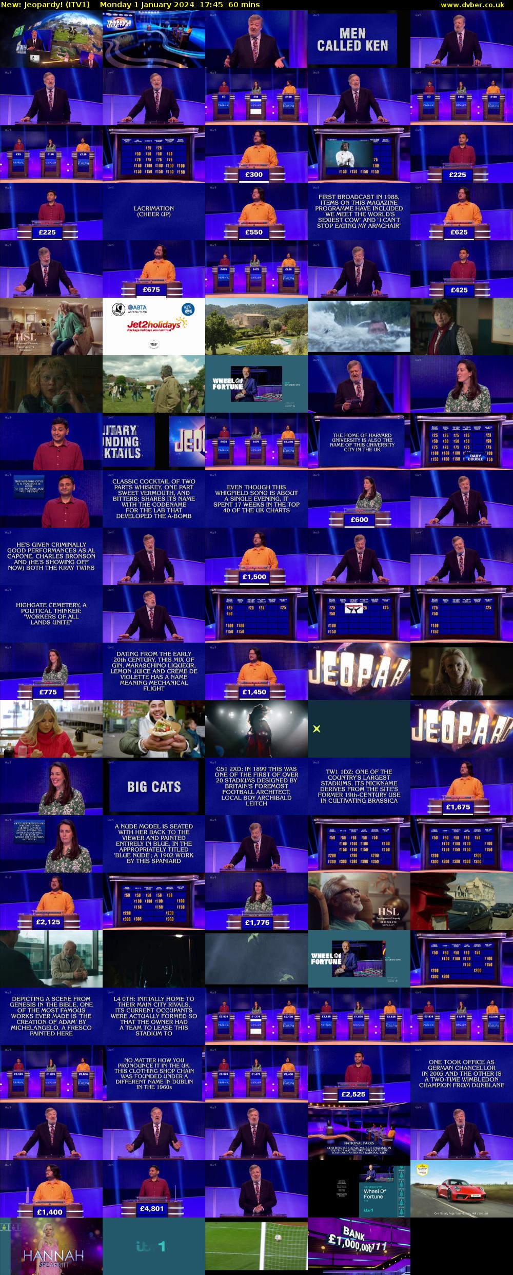 Jeopardy! (ITV1) Monday 1 January 2024 17:45 - 18:45