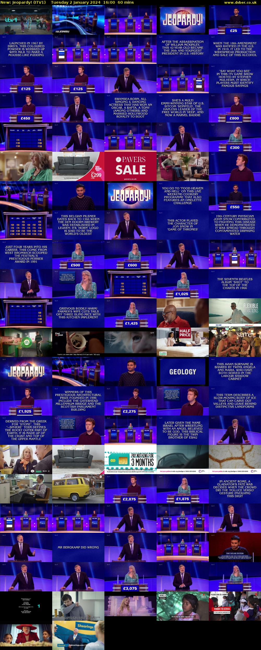 Jeopardy! (ITV1) Tuesday 2 January 2024 16:00 - 17:00