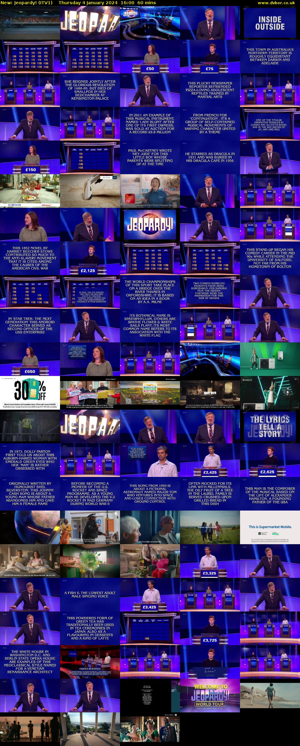 Jeopardy! (ITV1) Thursday 4 January 2024 16:00 - 17:00