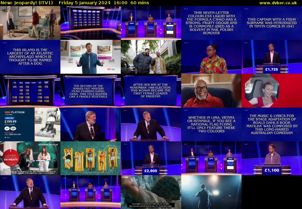 Jeopardy! (ITV1) Friday 5 January 2024 16:00 - 17:00