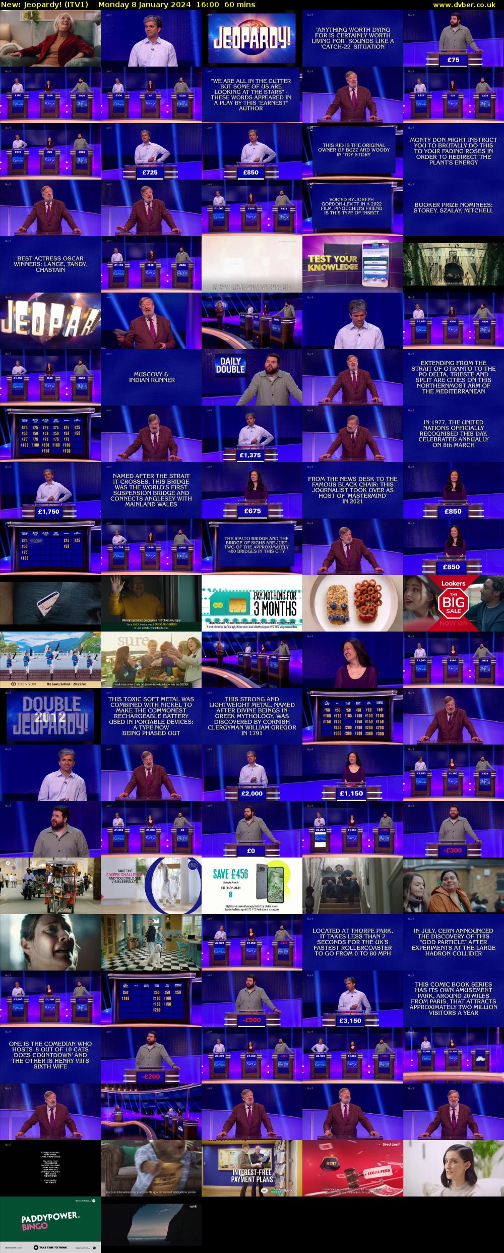 Jeopardy! (ITV1) Monday 8 January 2024 16:00 - 17:00