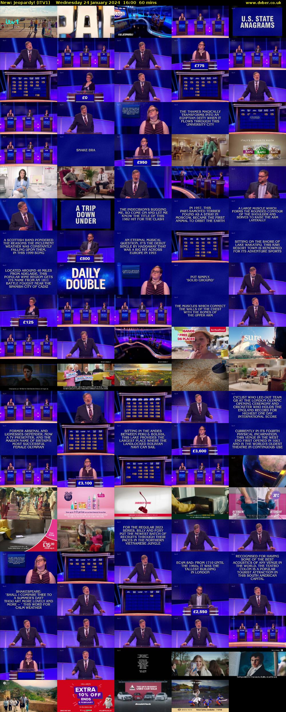 Jeopardy! (ITV1) Wednesday 24 January 2024 16:00 - 17:00