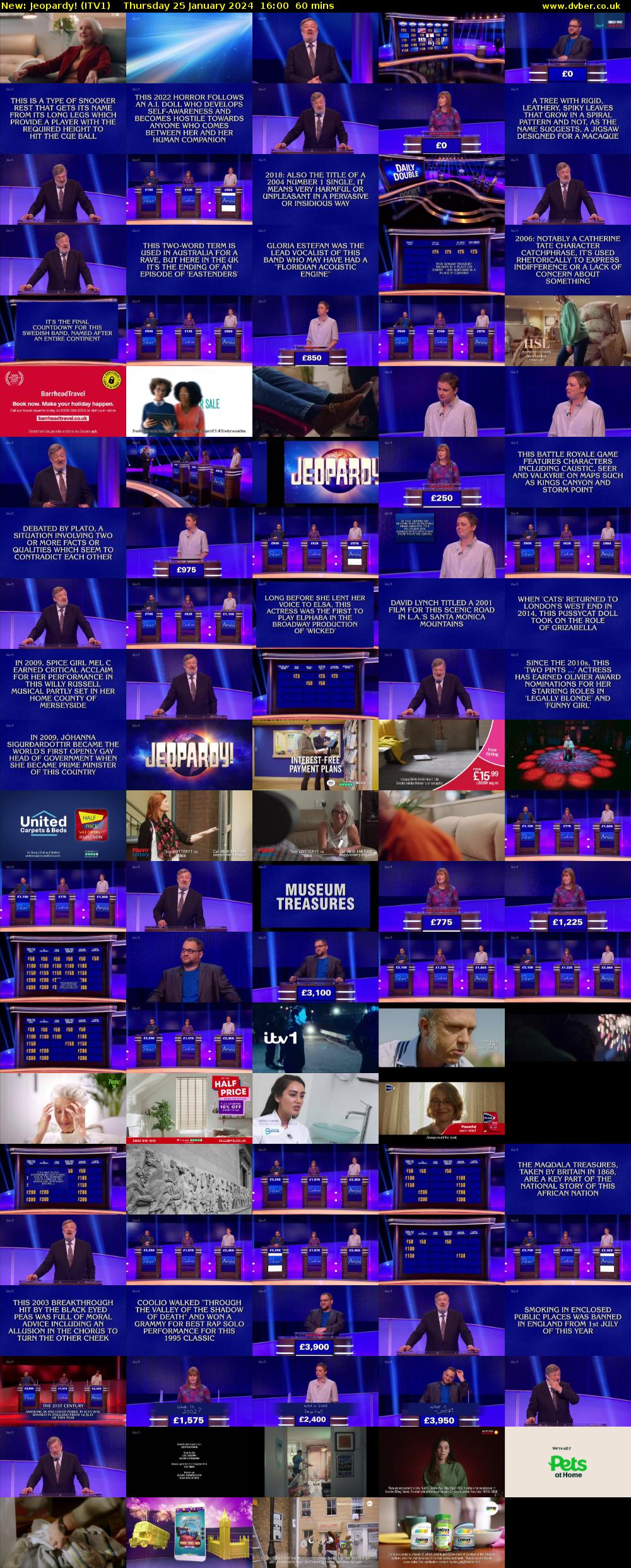 Jeopardy! (ITV1) Thursday 25 January 2024 16:00 - 17:00