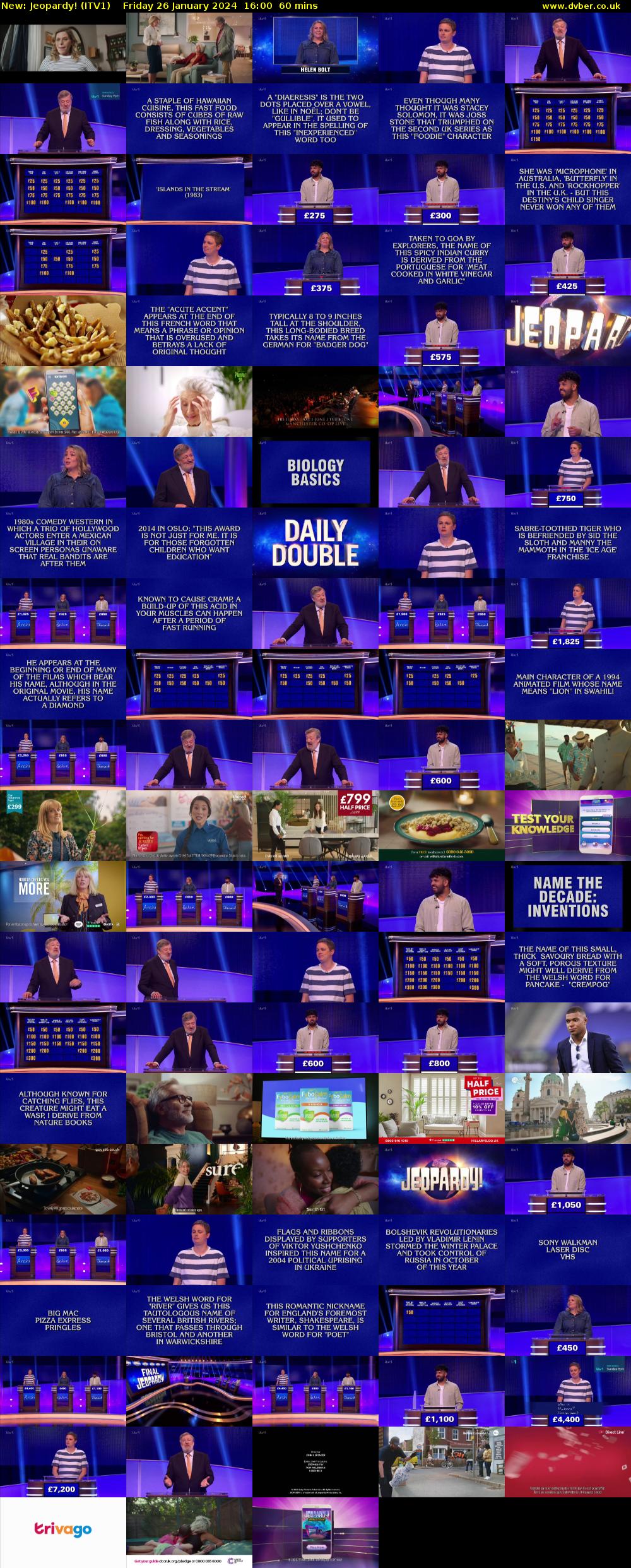 Jeopardy! (ITV1) Friday 26 January 2024 16:00 - 17:00