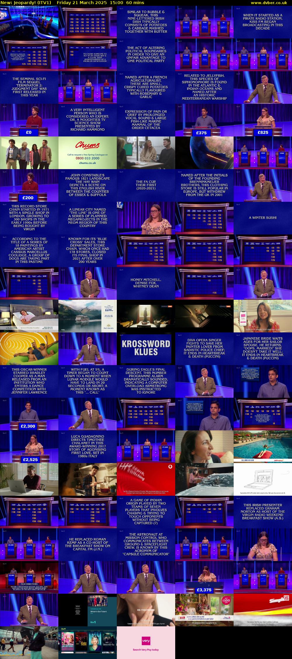 Jeopardy! (ITV1) Friday 21 March 2025 15:00 - 16:00