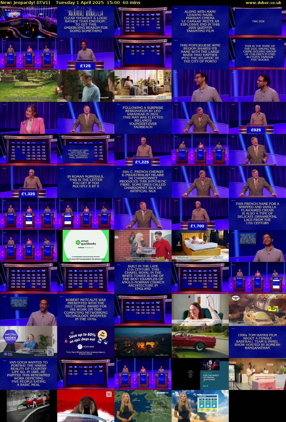 Jeopardy! (ITV1) Tuesday 1 April 2025 15:00 - 16:00