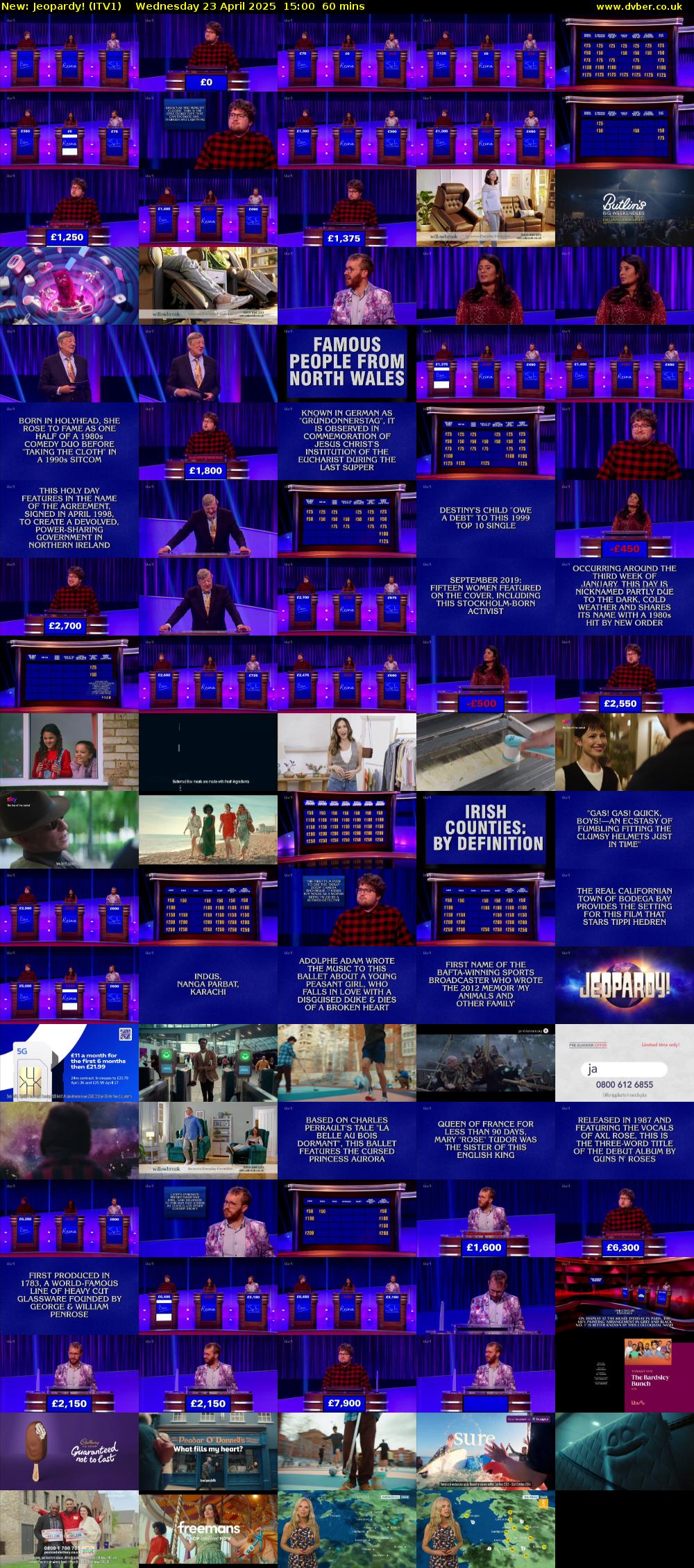 Jeopardy! (ITV1) Wednesday 23 April 2025 15:00 - 16:00