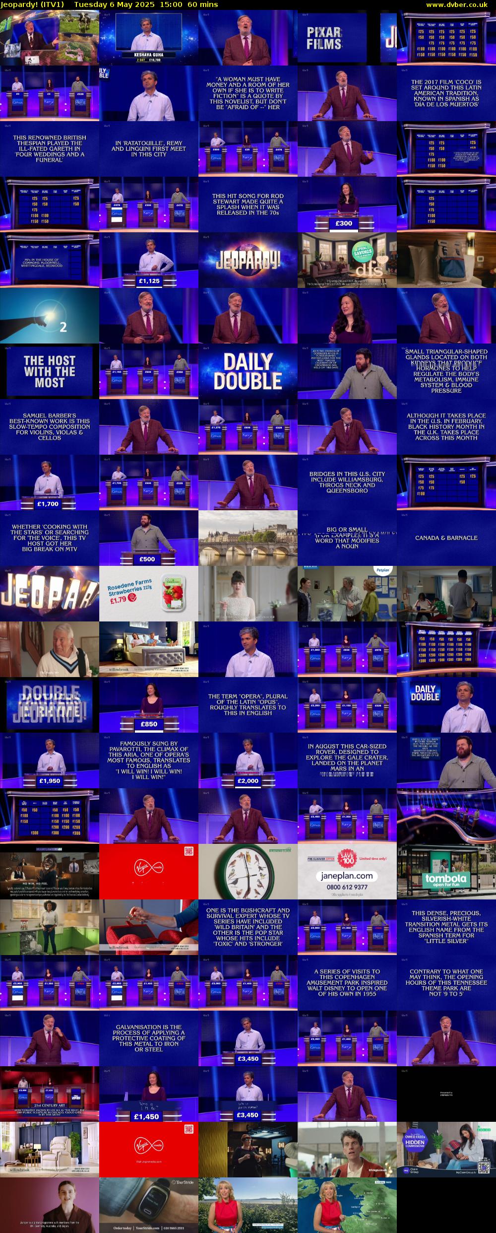 Jeopardy! (ITV1) Tuesday 6 May 2025 15:00 - 16:00