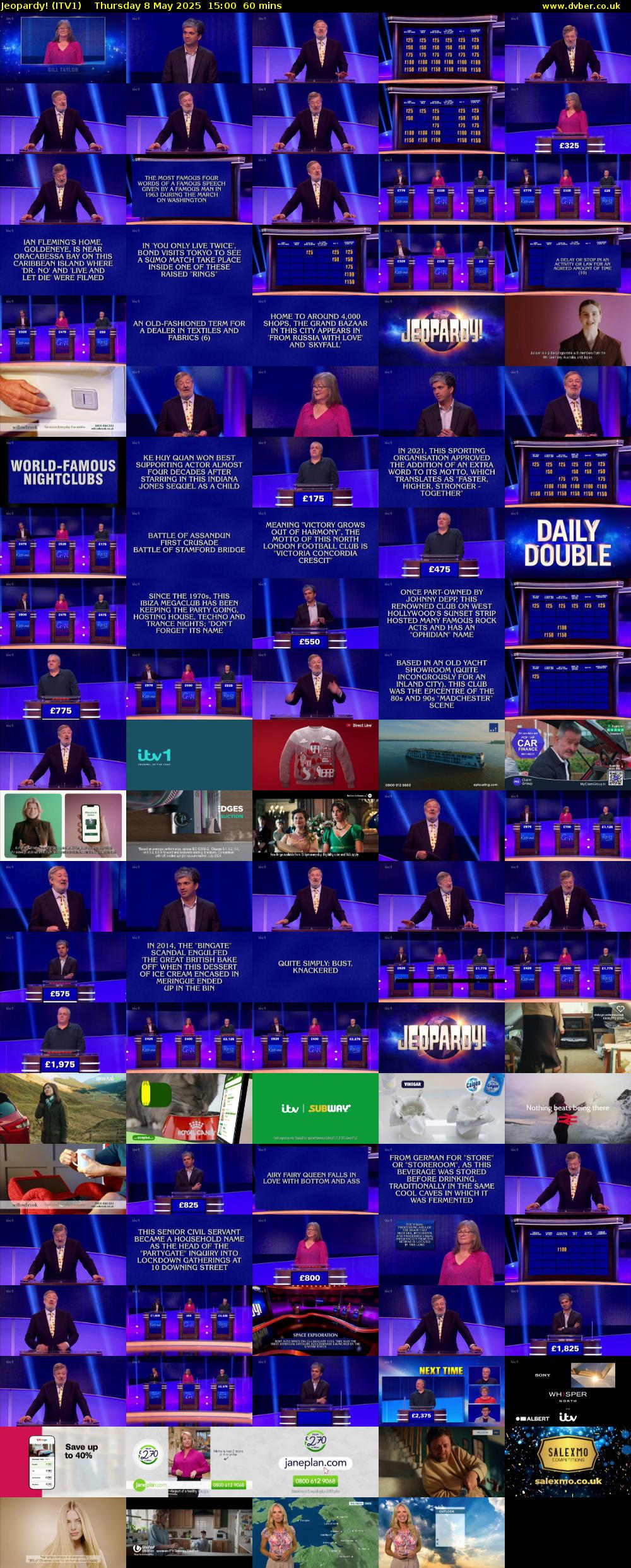 Jeopardy! (ITV1) Thursday 8 May 2025 15:00 - 16:00