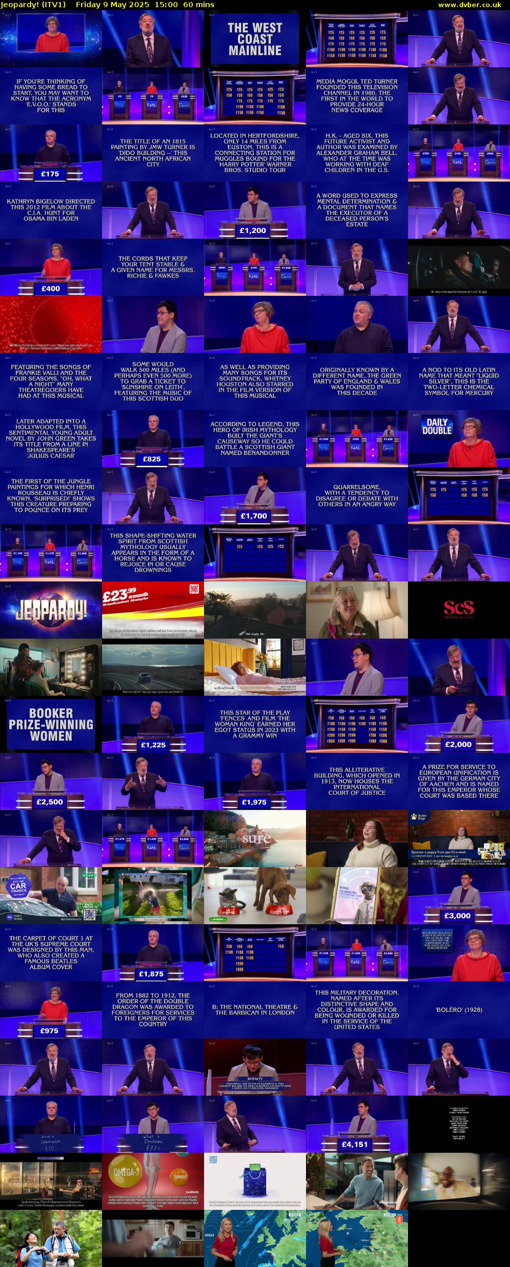 Jeopardy! (ITV1) Friday 9 May 2025 15:00 - 16:00