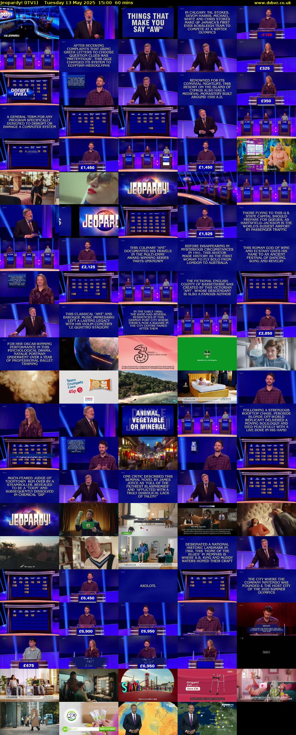 Jeopardy! (ITV1) Tuesday 13 May 2025 15:00 - 16:00