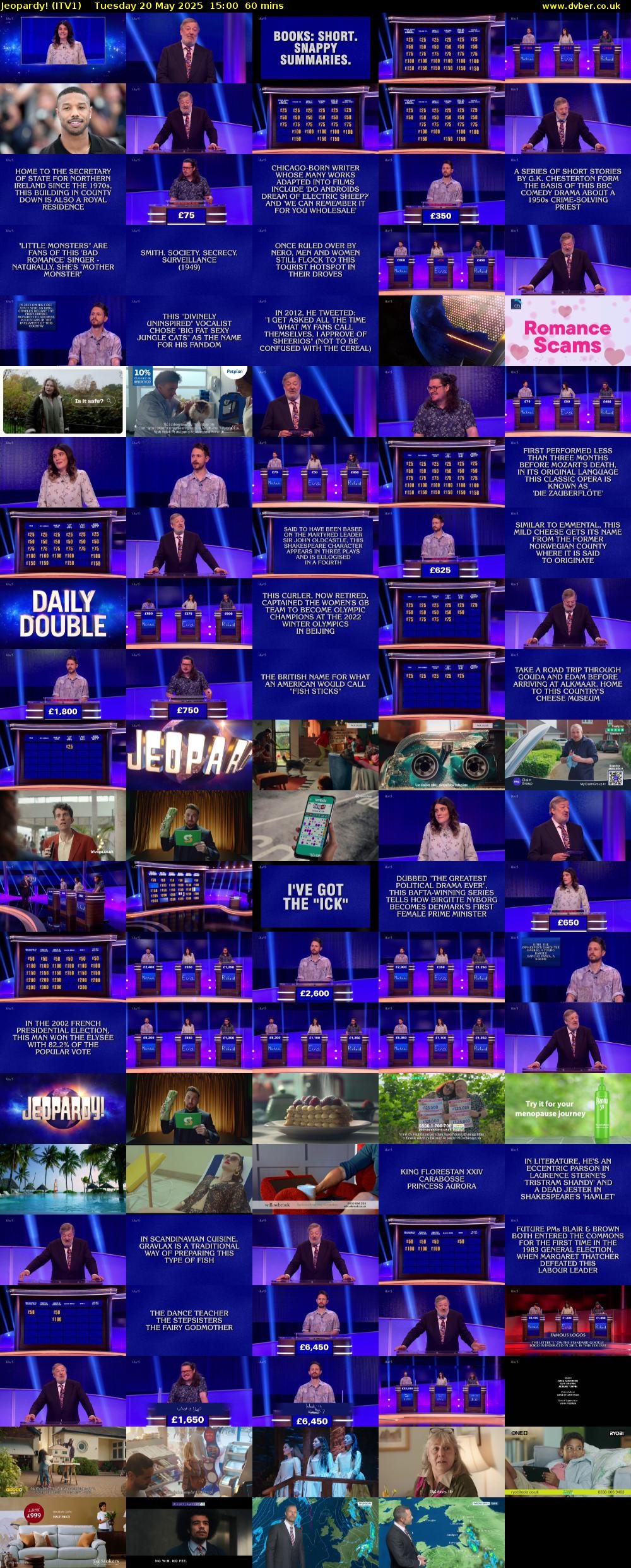 Jeopardy! (ITV1) Tuesday 20 May 2025 15:00 - 16:00