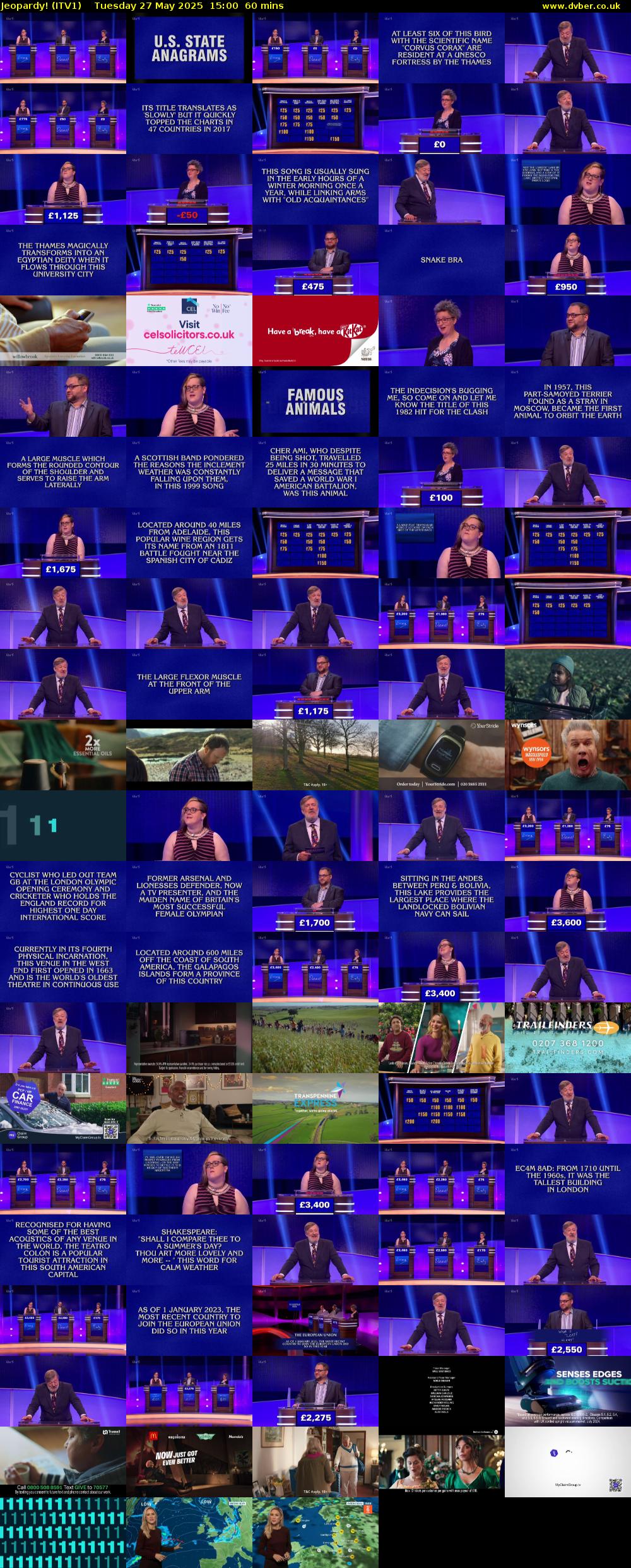 Jeopardy! (ITV1) Tuesday 27 May 2025 15:00 - 16:00