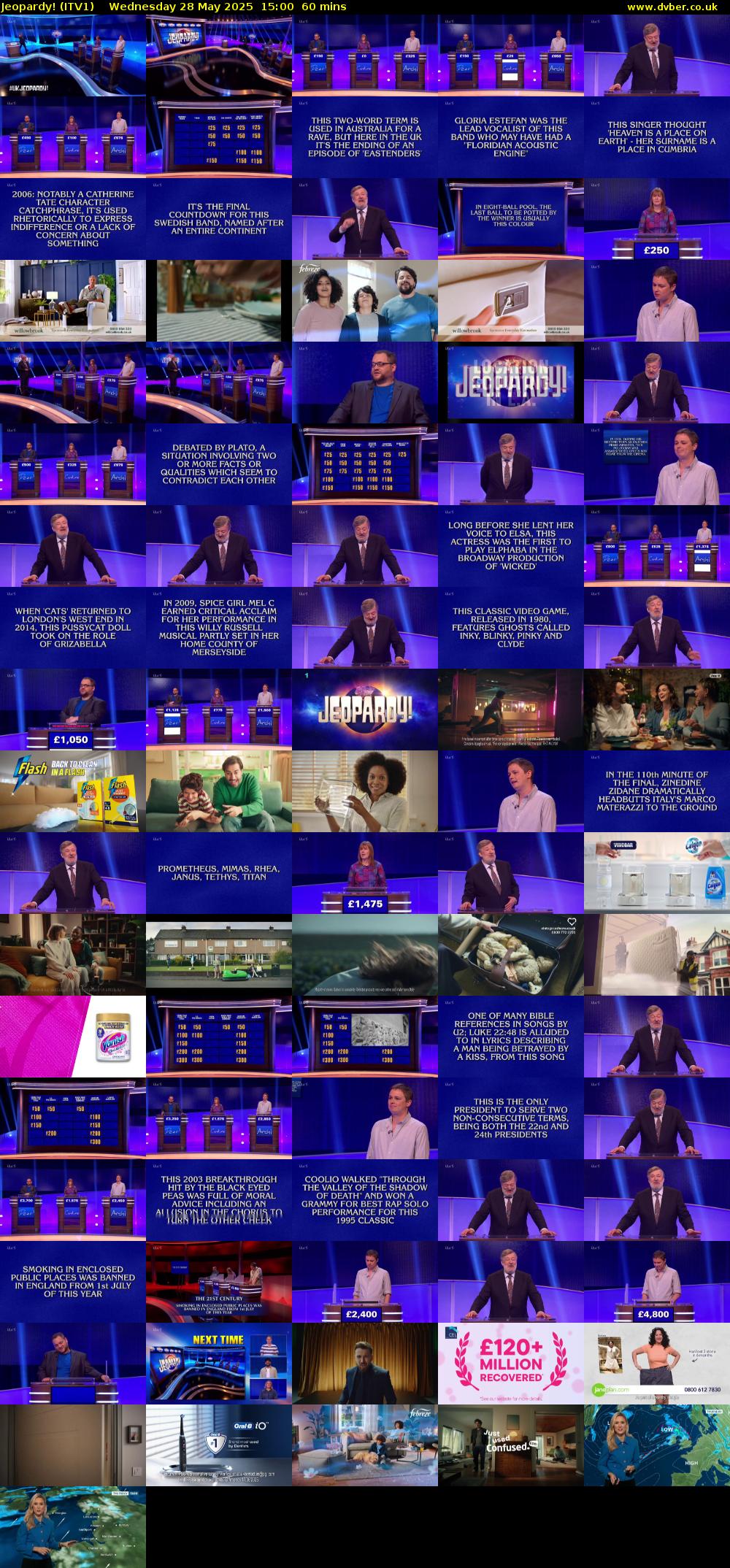 Jeopardy! (ITV1) Wednesday 28 May 2025 15:00 - 16:00