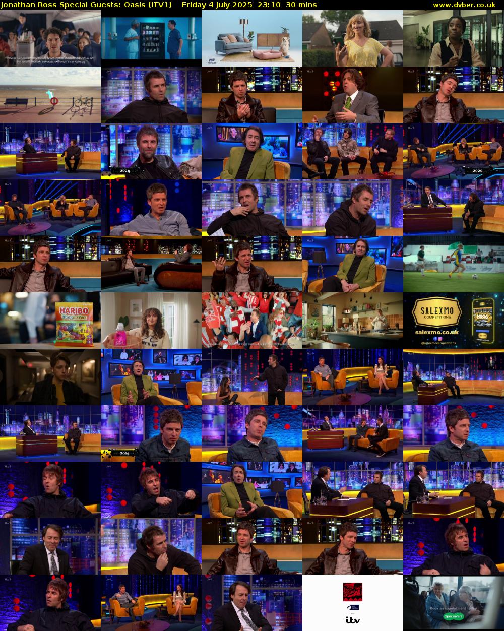 Jonathan Ross Special Guests: Oasis (ITV1) Friday 4 July 2025 23:10 - 23:40