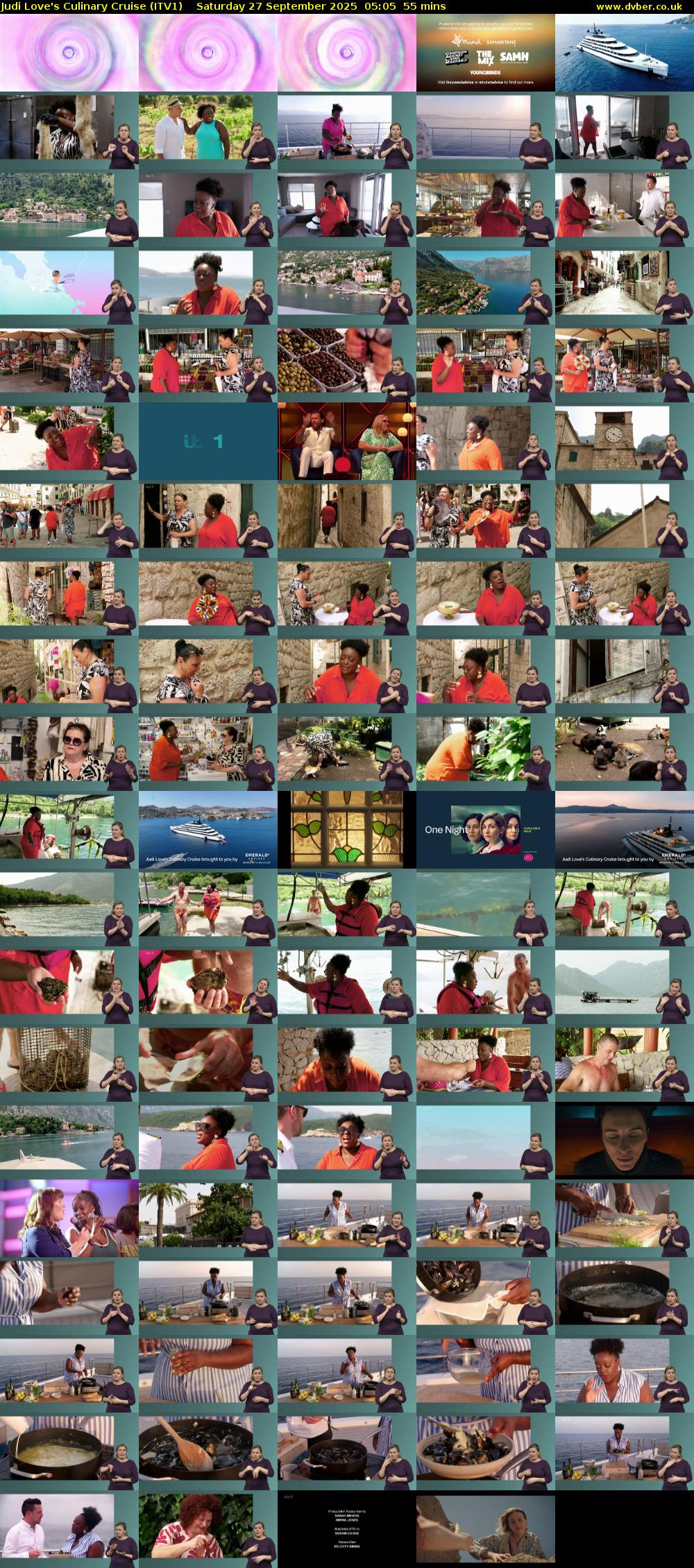 Judi Love's Culinary Cruise (ITV1) Saturday 27 September 2025 05:05 - 06:00