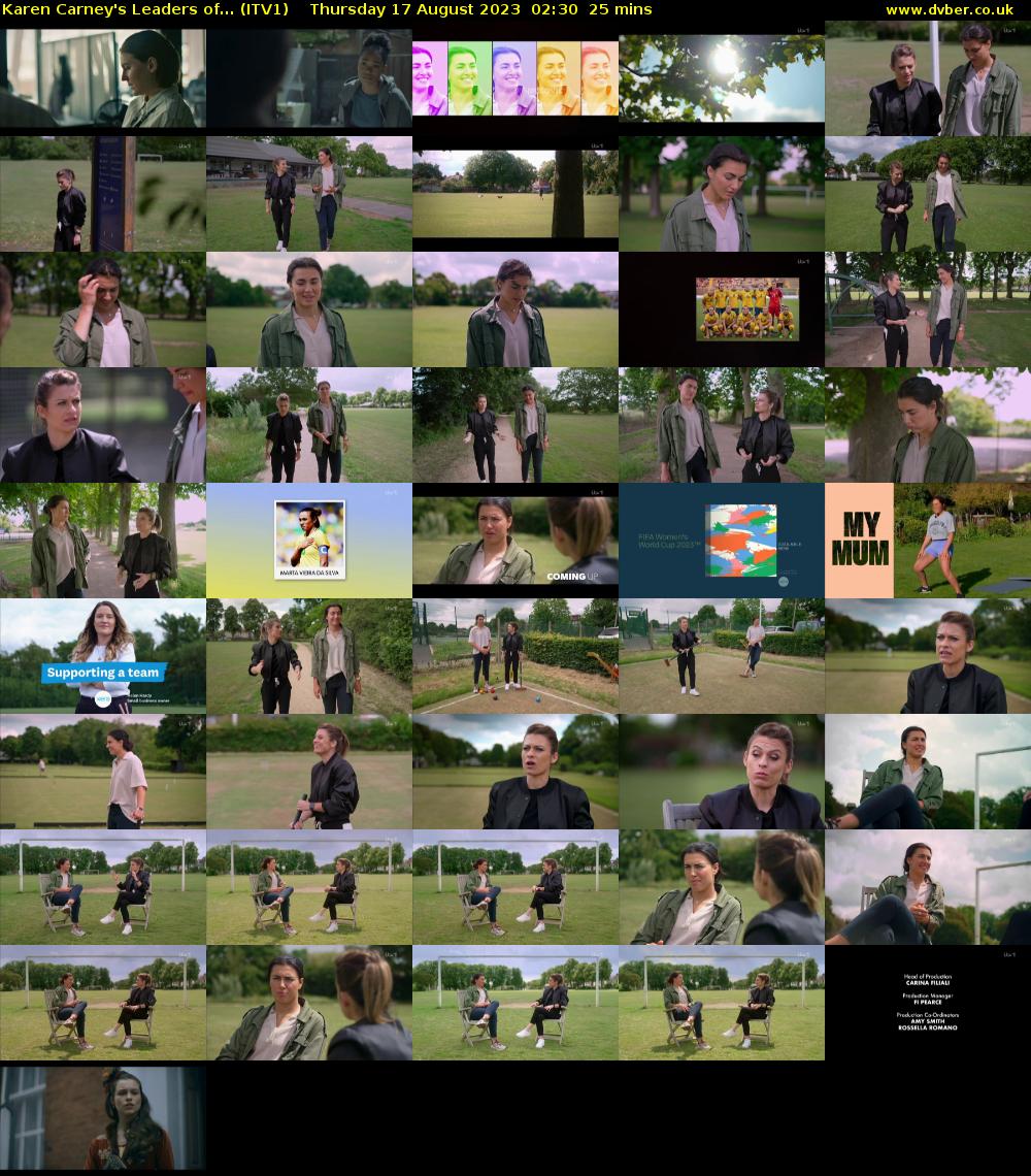 Karen Carney's Leaders of... (ITV1) Thursday 17 August 2023 02:30 - 02:55