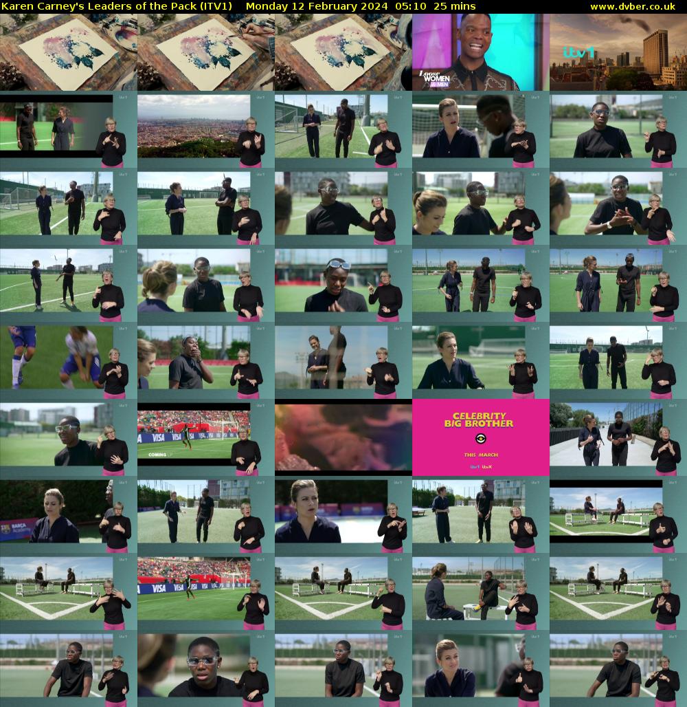 Karen Carney's Leaders of the Pack (ITV1) Monday 12 February 2024 05:10 - 05:35