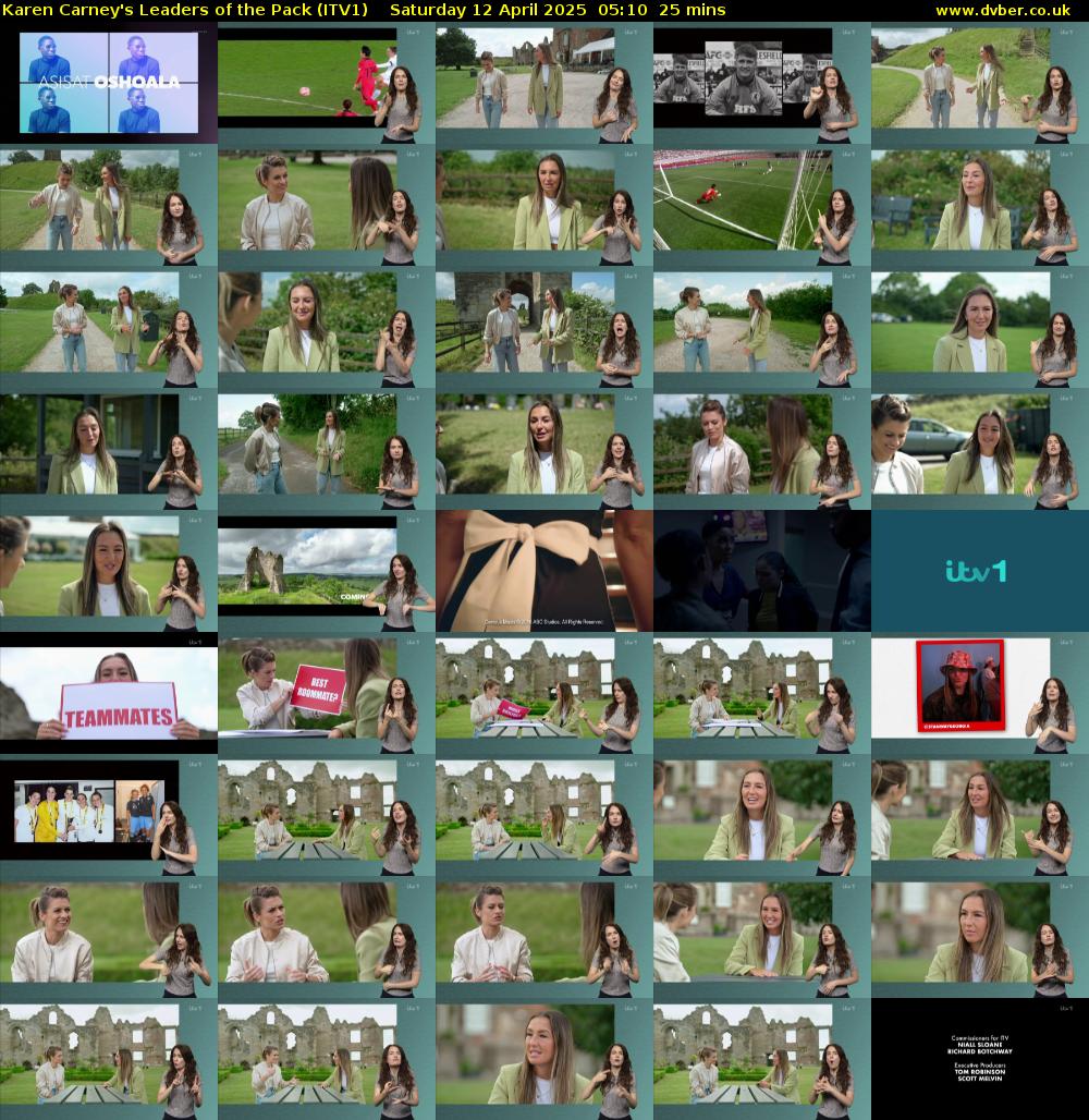 Karen Carney's Leaders of the Pack (ITV1) Saturday 12 April 2025 05:10 - 05:35