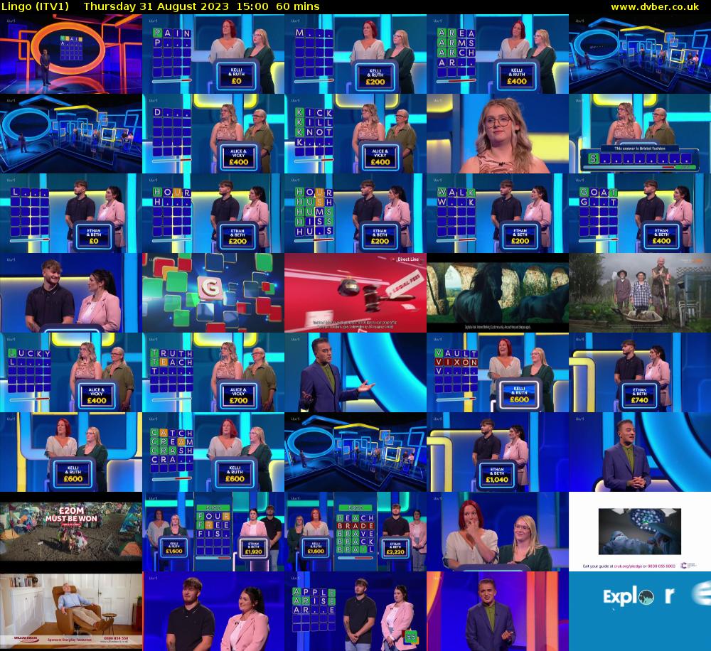 Lingo (ITV1) Thursday 31 August 2023 15:00 - 16:00