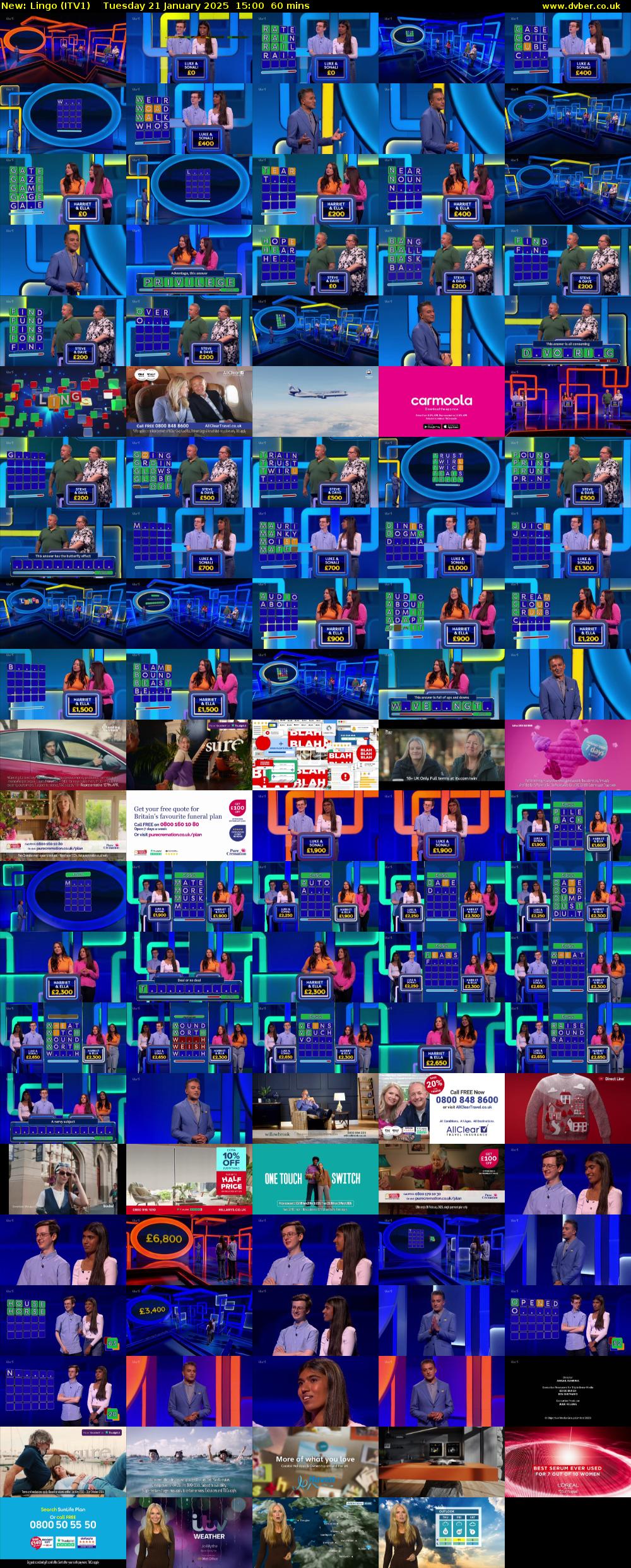 Lingo (ITV1) Tuesday 21 January 2025 15:00 - 16:00