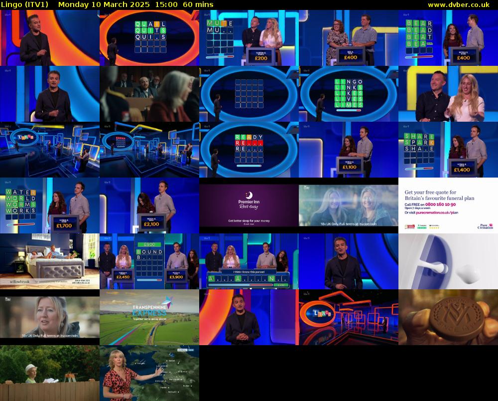 Lingo (ITV1) Monday 10 March 2025 15:00 - 16:00