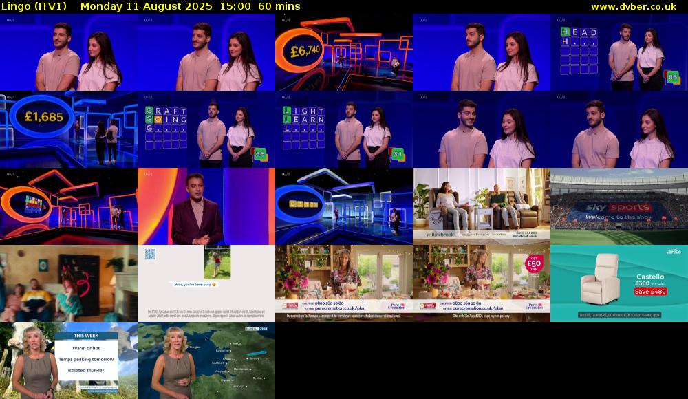 Lingo (ITV1) Monday 11 August 2025 15:00 - 16:00