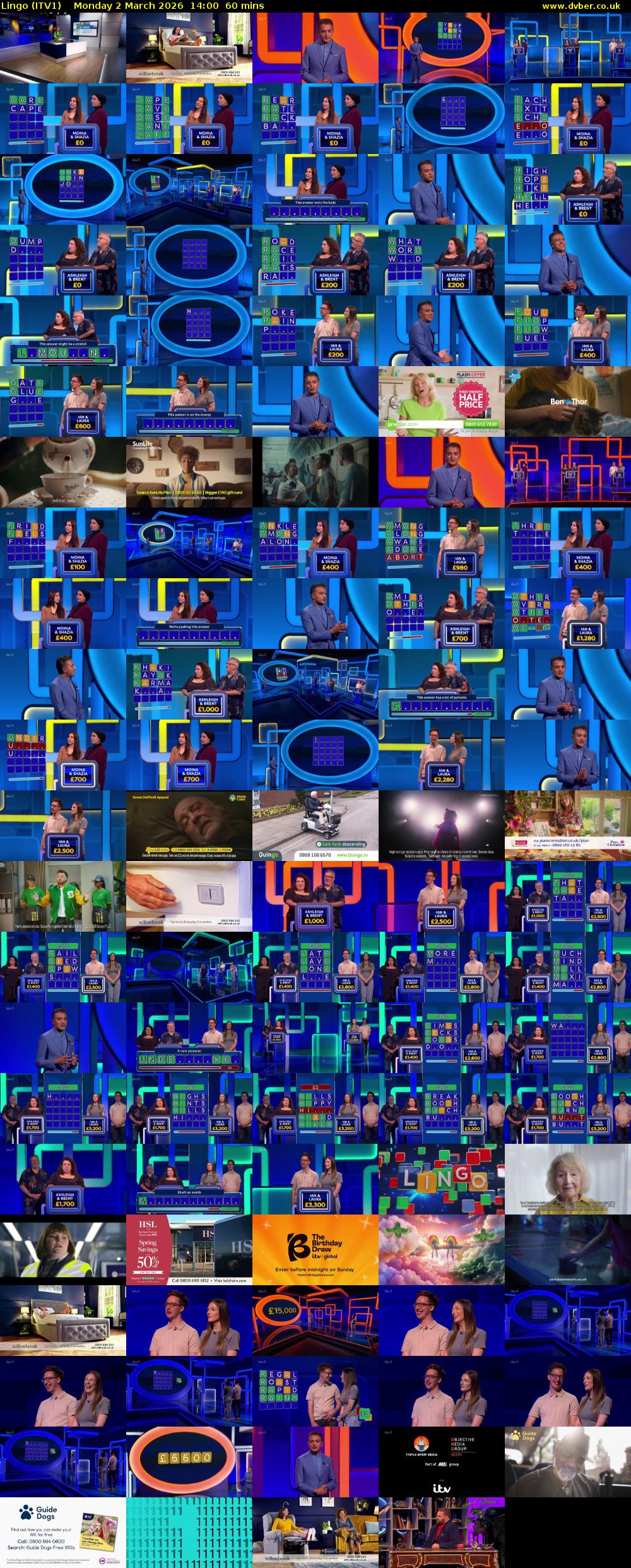 Lingo (ITV1) Monday 2 March 2026 14:00 - 15:00