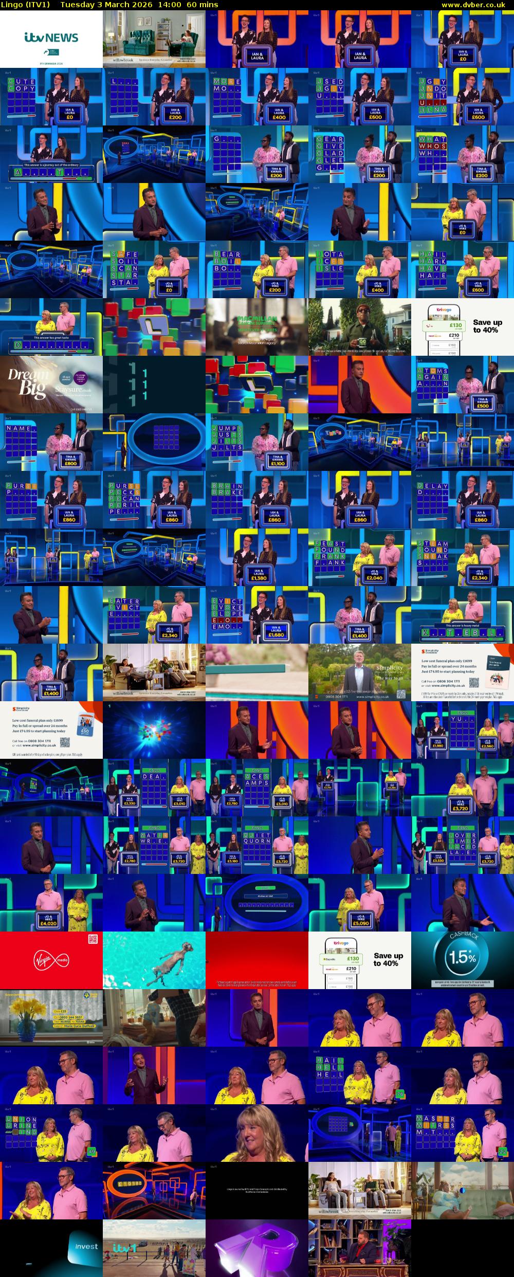 Lingo (ITV1) Tuesday 3 March 2026 14:00 - 15:00