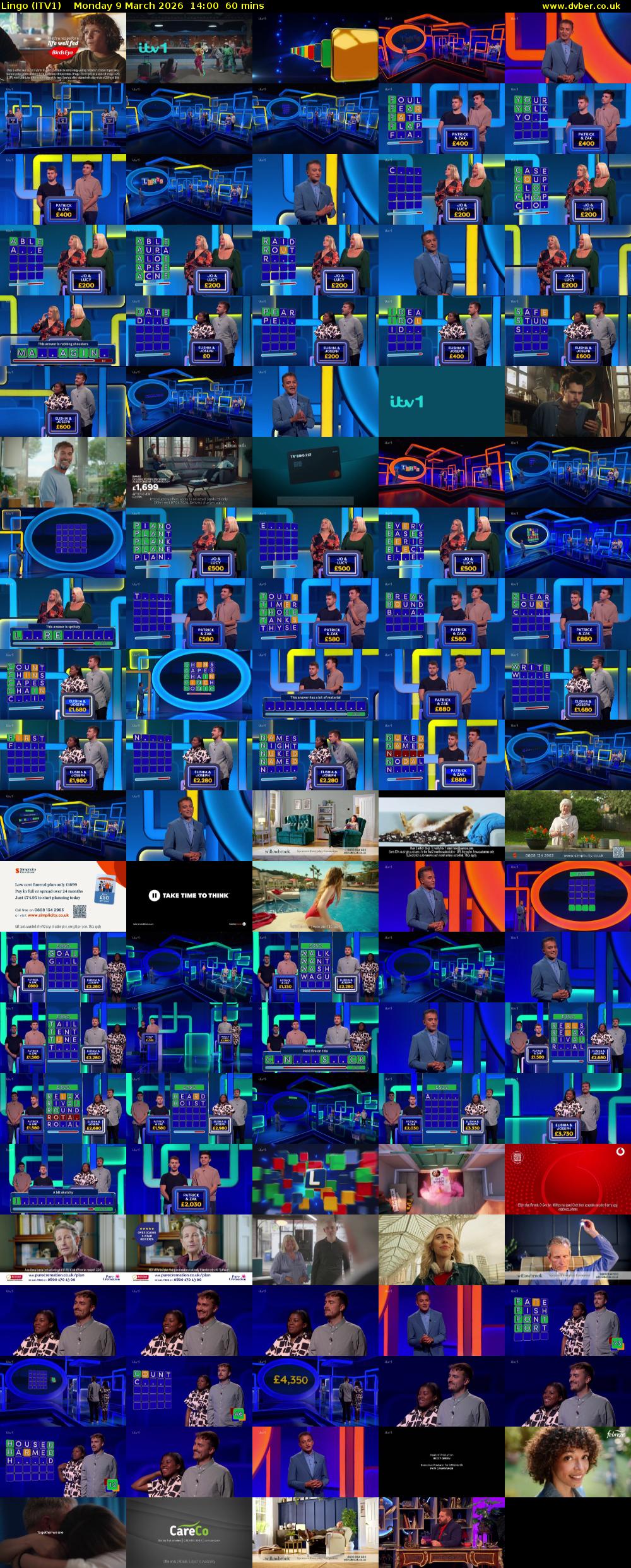 Lingo (ITV1) Monday 9 March 2026 14:00 - 15:00