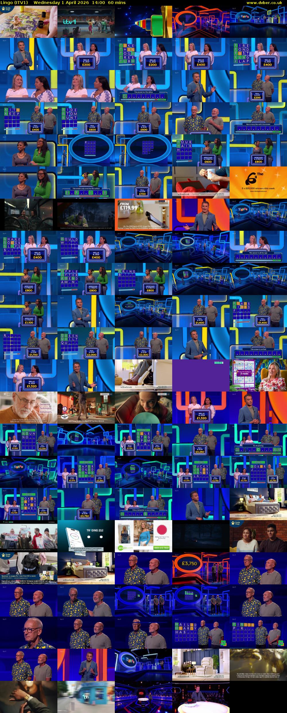 Lingo (ITV1) Wednesday 1 April 2026 14:00 - 15:00