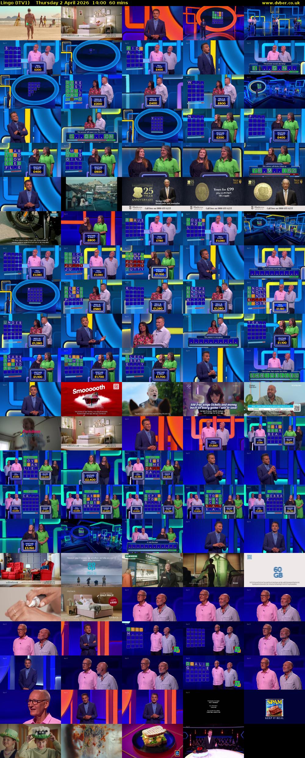 Lingo (ITV1) Thursday 2 April 2026 14:00 - 15:00