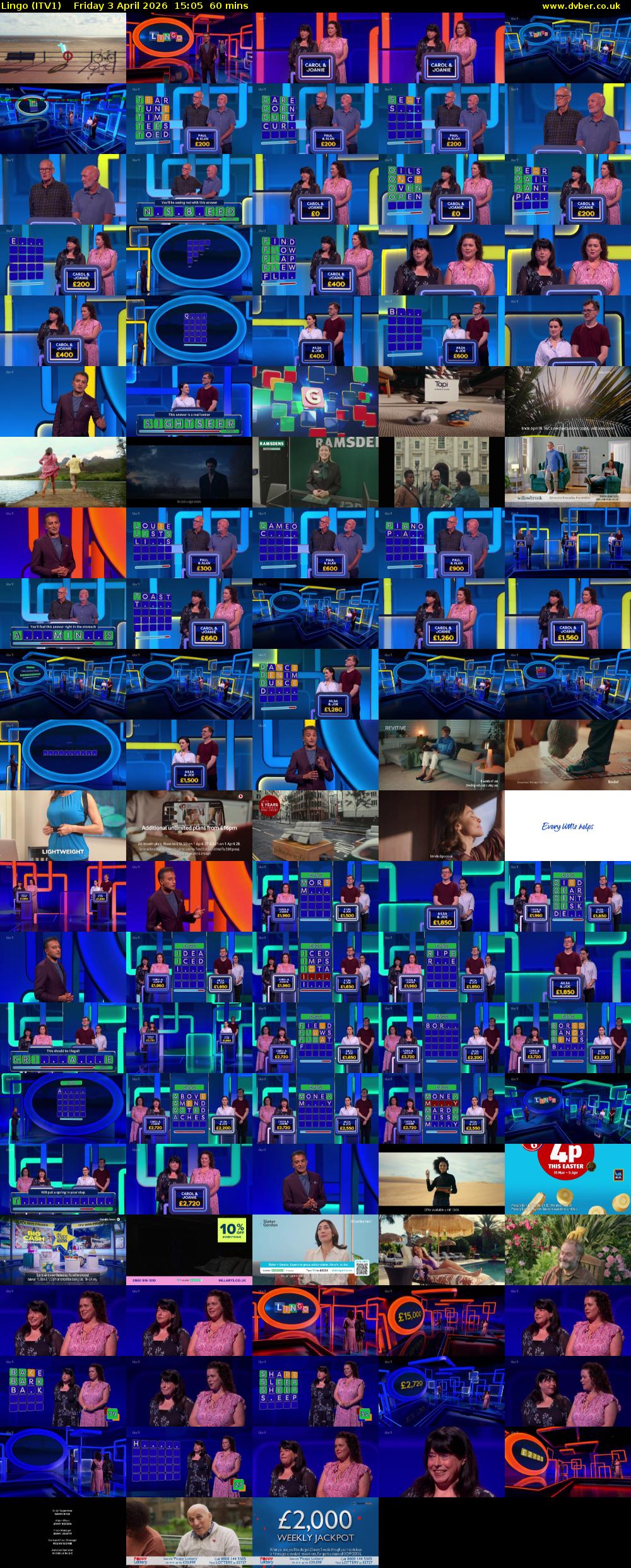Lingo (ITV1) Friday 3 April 2026 15:05 - 16:05