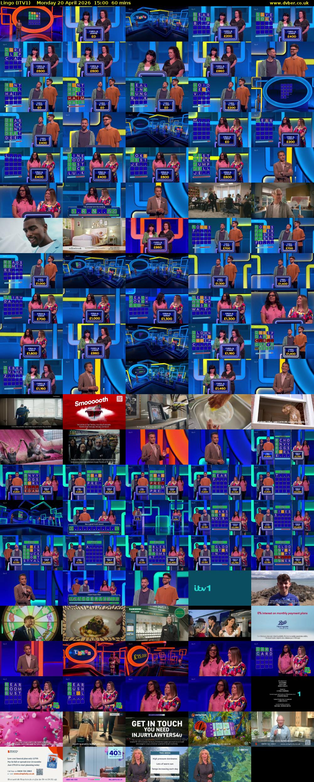 Lingo (ITV1) Monday 20 April 2026 15:00 - 16:00