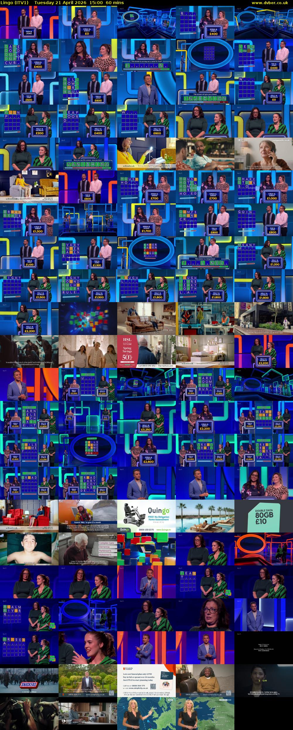 Lingo (ITV1) Tuesday 21 April 2026 15:00 - 16:00