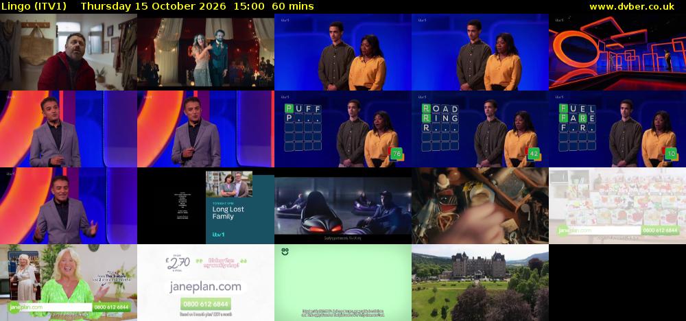 Lingo (ITV1) Thursday 15 October 2026 15:00 - 16:00