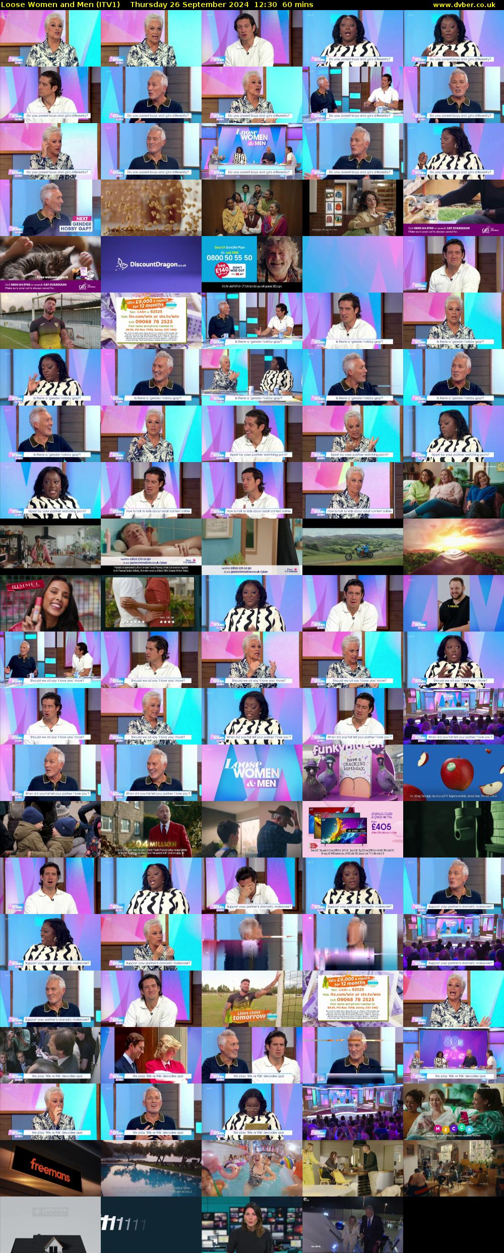 Loose Women and Men (ITV1) Thursday 26 September 2024 12:30 - 13:30