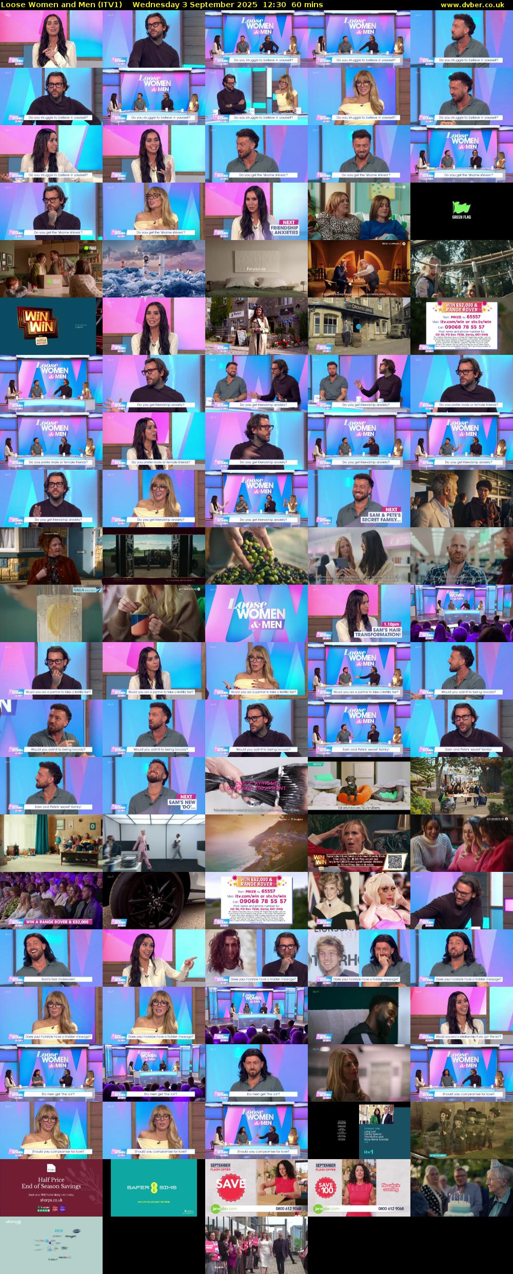 Loose Women and Men (ITV1) Wednesday 3 September 2025 12:30 - 13:30