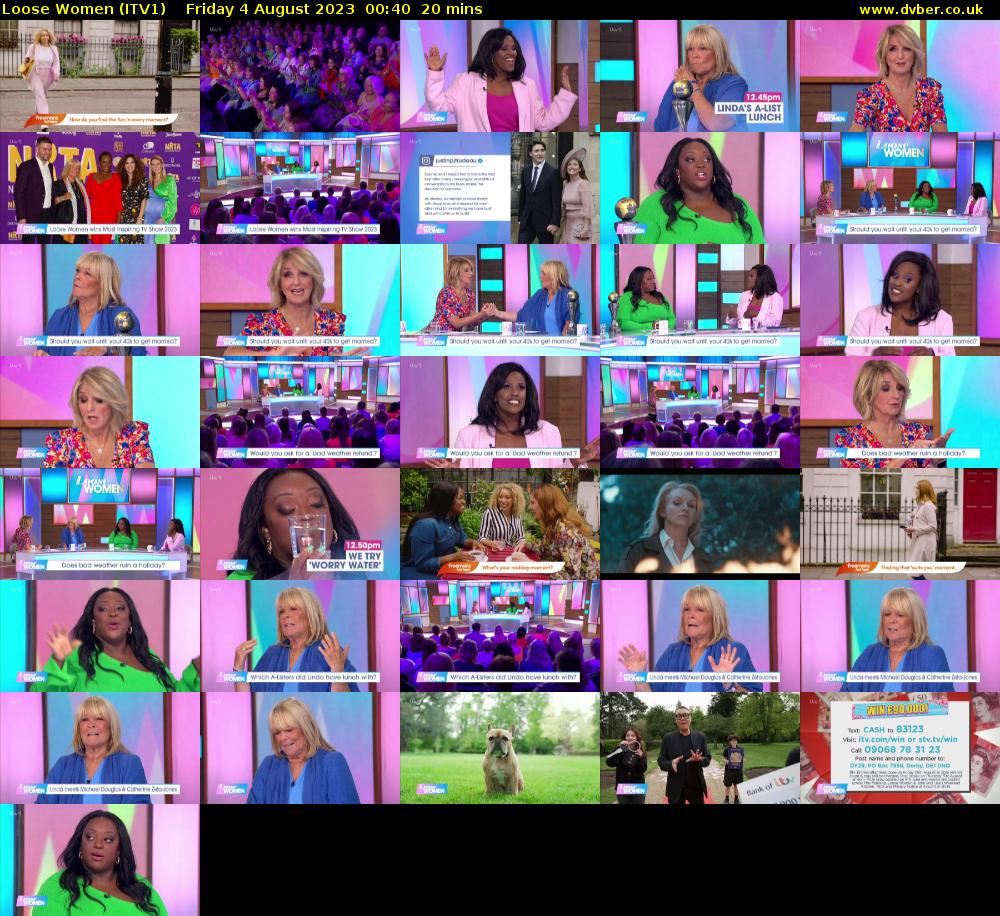 Loose Women (ITV1) Friday 4 August 2023 00:40 - 01:00