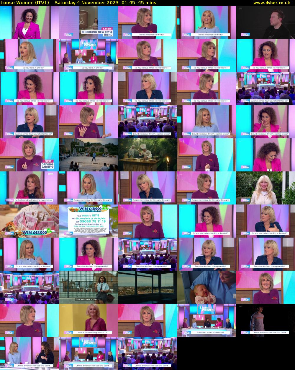 Loose Women (ITV1) Saturday 4 November 2023 01:45 - 02:30