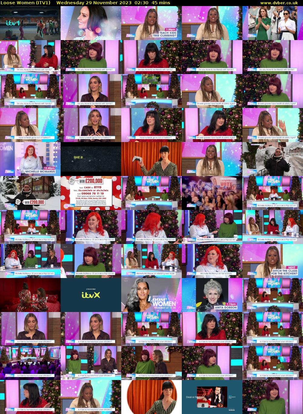 Loose Women (ITV1) Wednesday 29 November 2023 02:30 - 03:15
