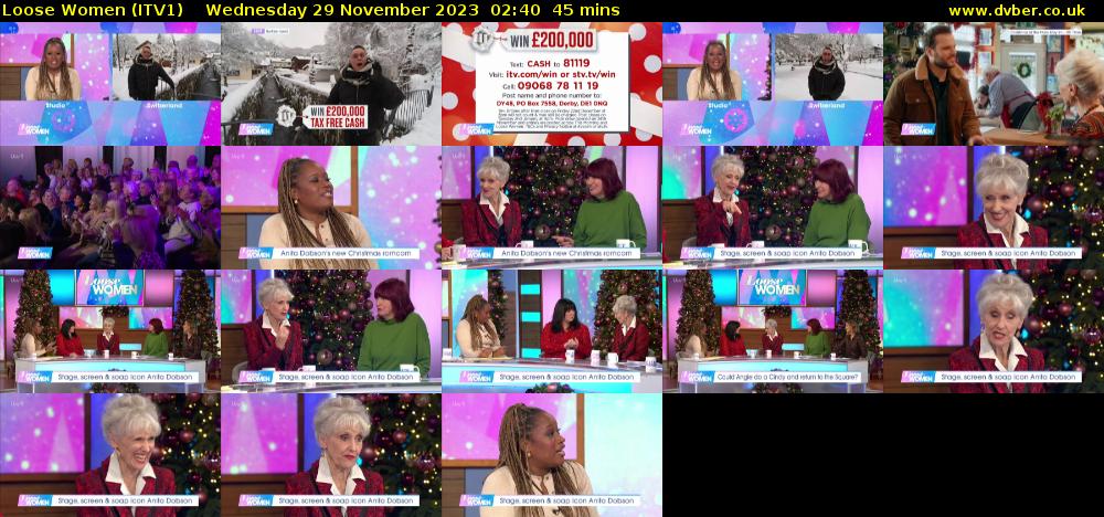 Loose Women (ITV1) Wednesday 29 November 2023 02:40 - 03:25