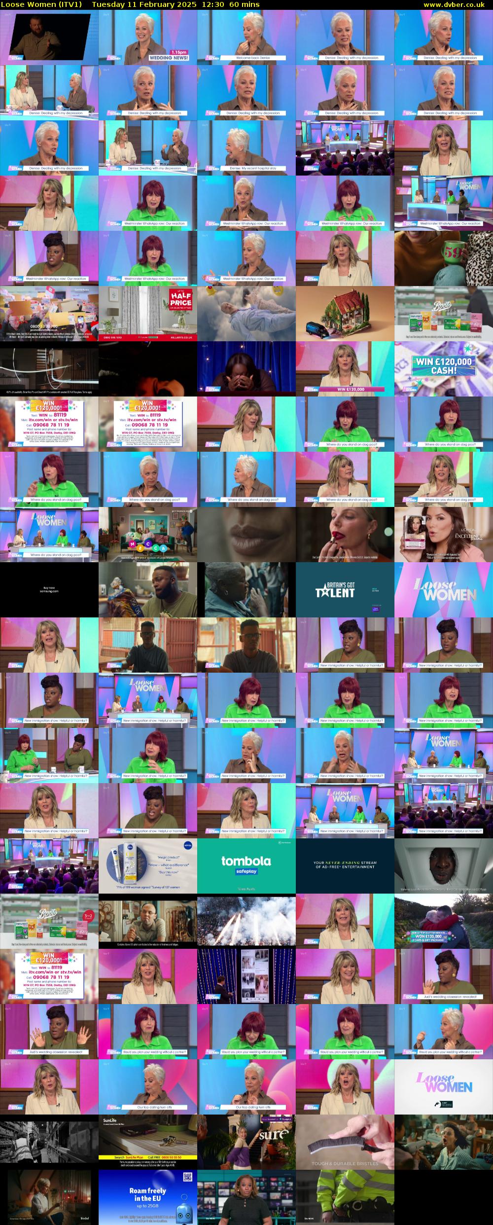 Loose Women (ITV1) Tuesday 11 February 2025 12:30 - 13:30