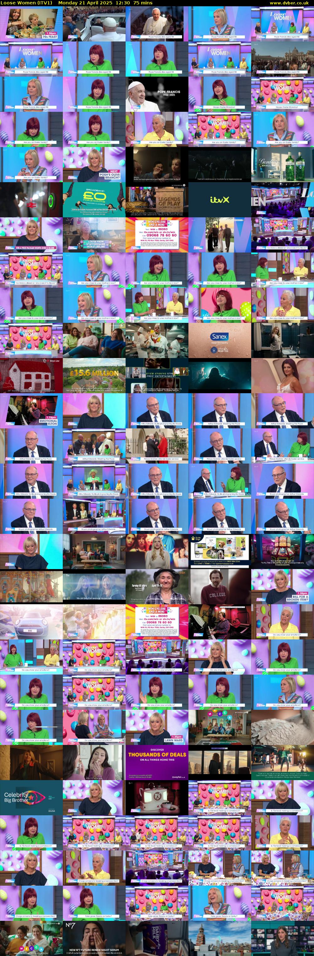 Loose Women (ITV1) Monday 21 April 2025 12:30 - 13:45