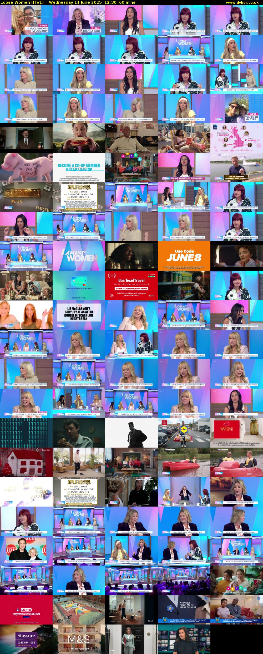 Loose Women (ITV1) Wednesday 11 June 2025 12:30 - 13:30